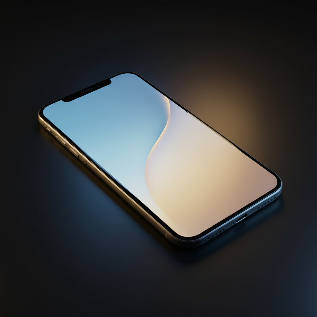 Smartphone mockup glowing with a blue-to-gold gradient screen