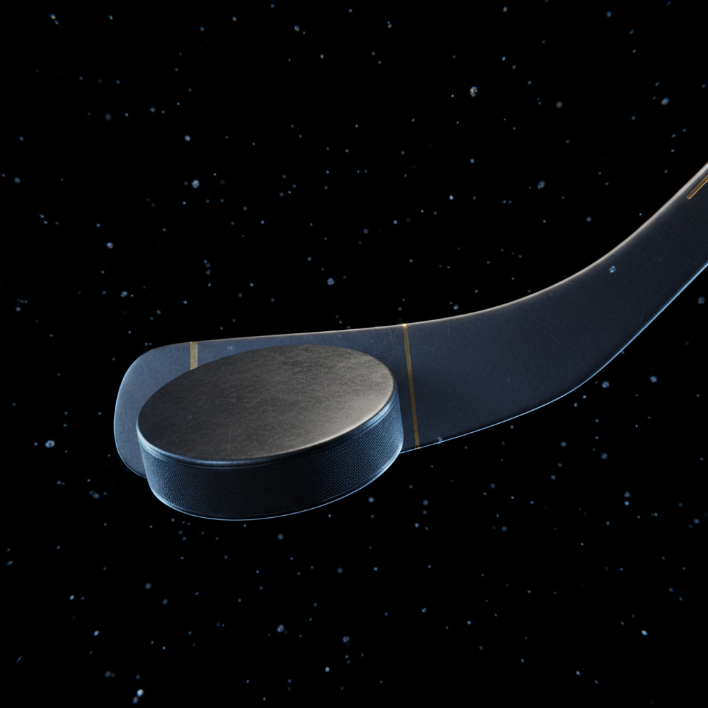 Matte-metallic hockey puck with blue rim lighting